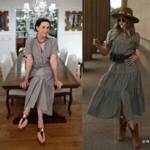 Brochu Walker Havana Tiered Midi Dress Bayou Taupe Short Sleeve size XS Neutral